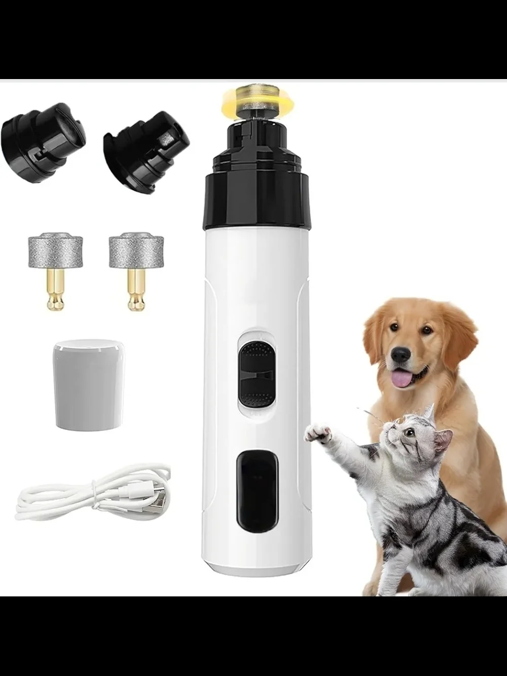 Quiet Professional Dog/Cat Nail Grinder, 2-Speed Rechargeable Trimmer